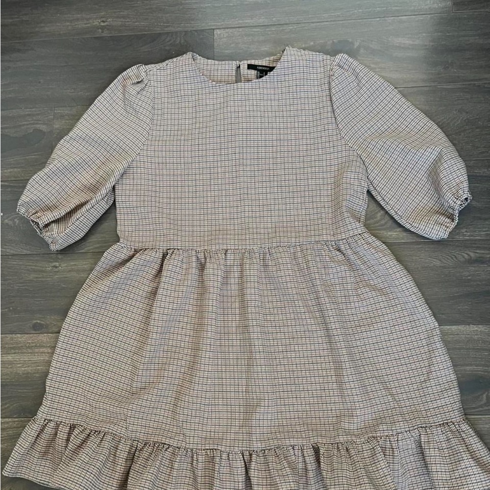 Forever 21 Tan and Cream Ruffled Tiered Sundress